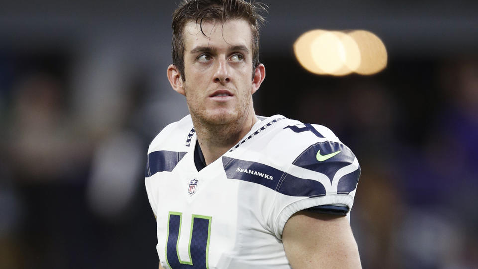 Michael Dickson looks on during a preseason game against the Minnesota Vikings. (Photo by Joe Robbins/Getty Images)