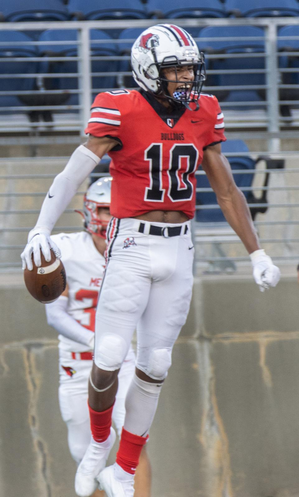 McKinley’s Cynceir McNeal celebrates his touchdown reception against Mentor on Friday, August 20, 2021.