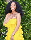 <p>Brandy sports a yellow ensemble with a bright smile on her face while attending the 5th Annual Best Buddies' Celebration of Mothers at La Villa Contenta on May 7 in Malibu. </p>