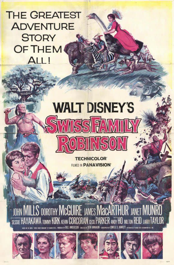 Movie poster for the 1960 film, Swiss Family Robinson