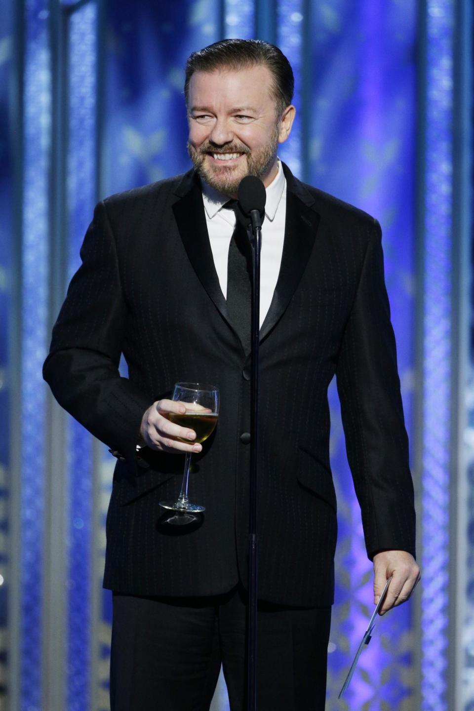 Record: Gervais will be the first star to host the show five times (Paul Drinkwater/NBCUniversal via Getty Images)