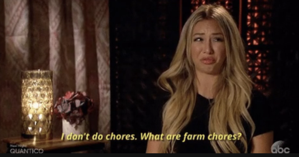 "I don't do chores. What are farm chores?"