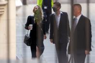 Actor Amber Heard arrives at the High Court in London
