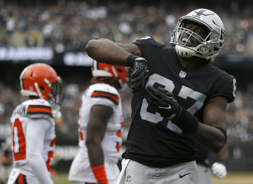 Jared Cook has a nice role in Jon Gruden’s playbook with the Raiders. (AP)