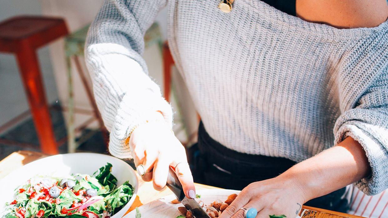 Woman making a healthy quarantine meal