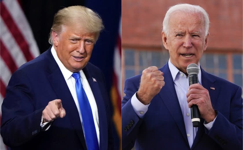 El presidente Donald Trump (i) y el candidato presidencial demócrata Joe Biden.