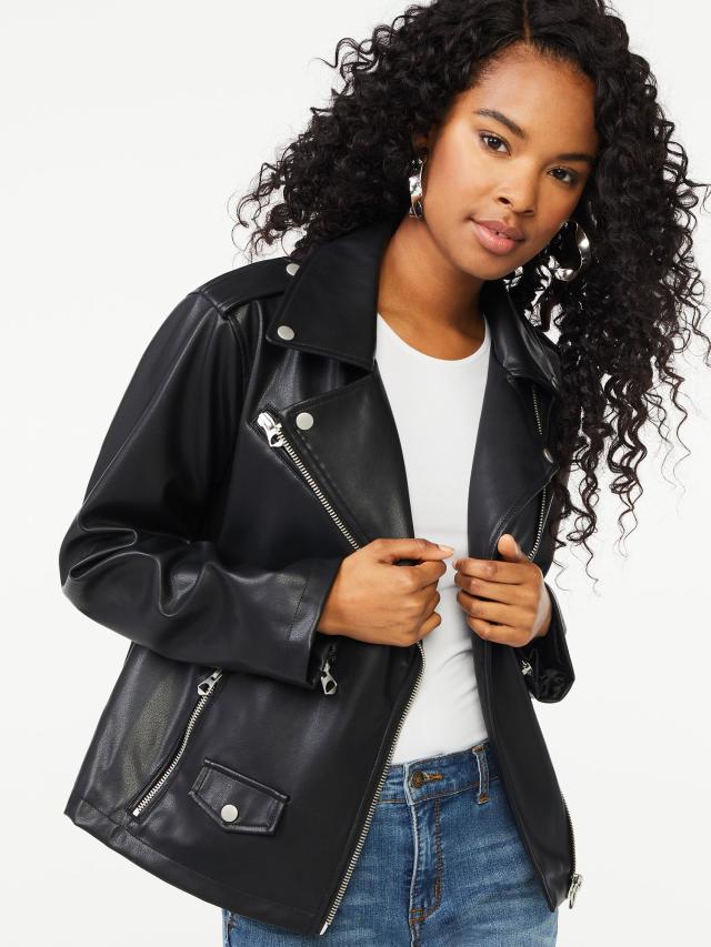 Scoop Women's Faux Leather Moto Jacket - Yahoo Shopping