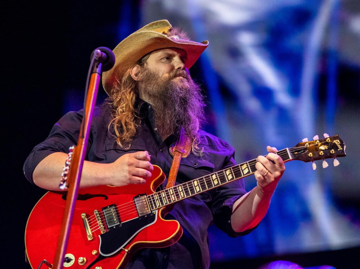 Chris Stapleton performs his headlining set on the Mane stage during Stagecoach country music festival at the Empire Polo Club in Indio, Calif., Sunday, April 30, 2023. 