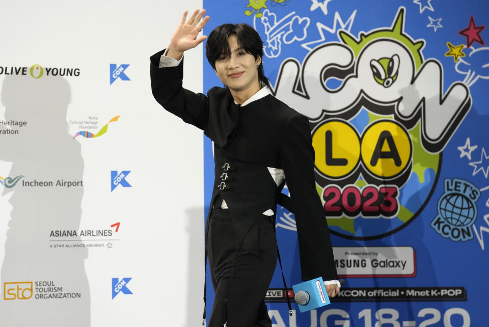 South Korean singer Taemin attends KCON at the Los Angeles Convention Center on Friday, Aug. 18, 2023. (AP Photo/Chris Pizzello)