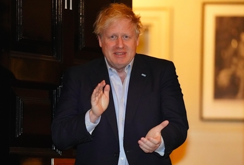 Boris Johnson was last seen in public clapping for NHS staff last Thursday (Picture: PA)