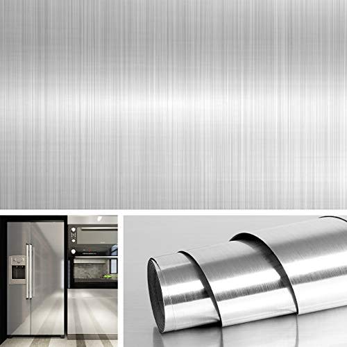 Livelynine Brushed Nickel Vinyl Peel and Stick Wallpaper