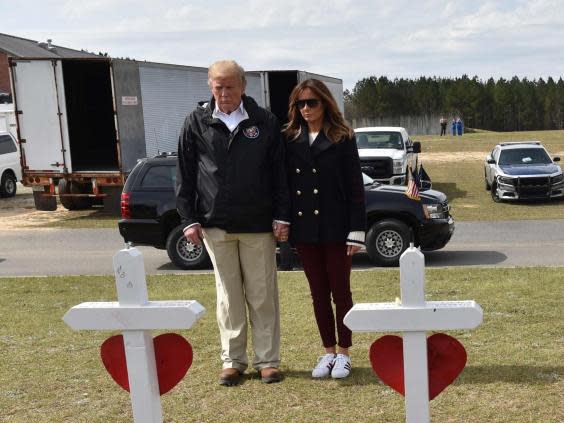 US president Donald Trump and first lady Melania Trump in Alabama (Nicholas Kamm/AFP/Getty)