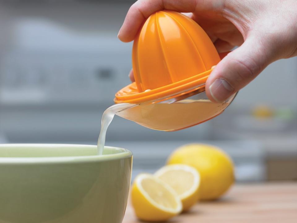 Whether you're making your own homemade vinaigrette, citrus marinade, limey mocktail or detoxing lemon ginger water, a little tabletop juicer will make quick work of it.&nbsp;<br /><br />We recommend <a href="https://www.amazon.com/gp/product/B0008DJVBS/ref=oh_aui_detailpage_o05_s00?ie=UTF8&amp;psc=1" target="_blank">this dome lidded citrus juicer with measurements</a>.&nbsp;