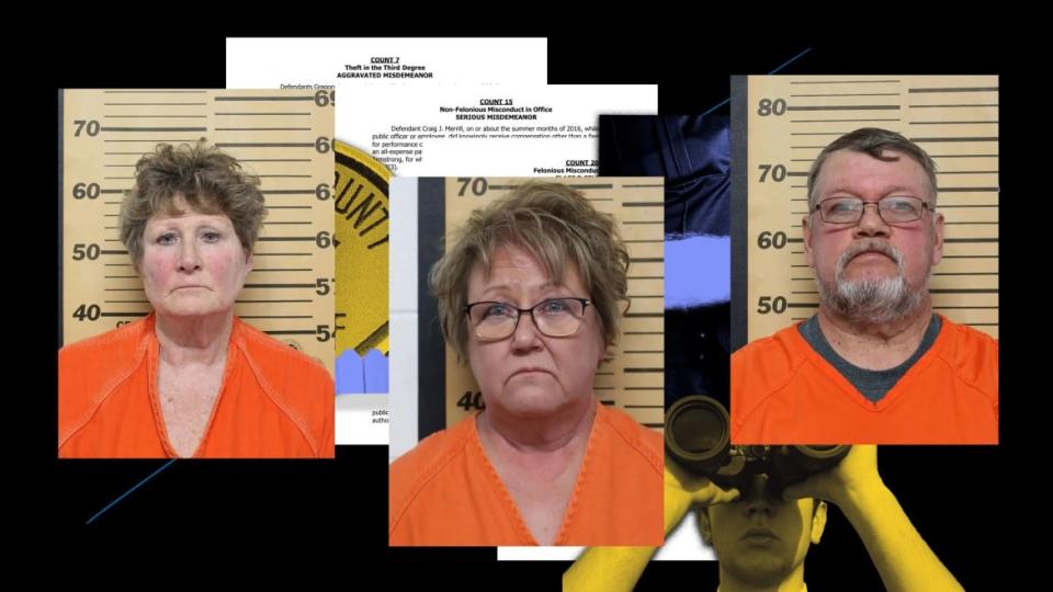 <div class="inline-image__caption"><p>Former Armstrong city officials Connie Thackery, Tracie Lang, and Greg Buum, the then-mayor, allegedly ran a years-long corruption ring.</p></div> <div class="inline-image__credit">Photo Illustration by Luis G. Rendon/The Daily Beast/Getty/Facebook</div>