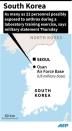 Map of South Korea locating the Osan Air Force Base, where as many as 22 personnel may have been exposed to anthrax