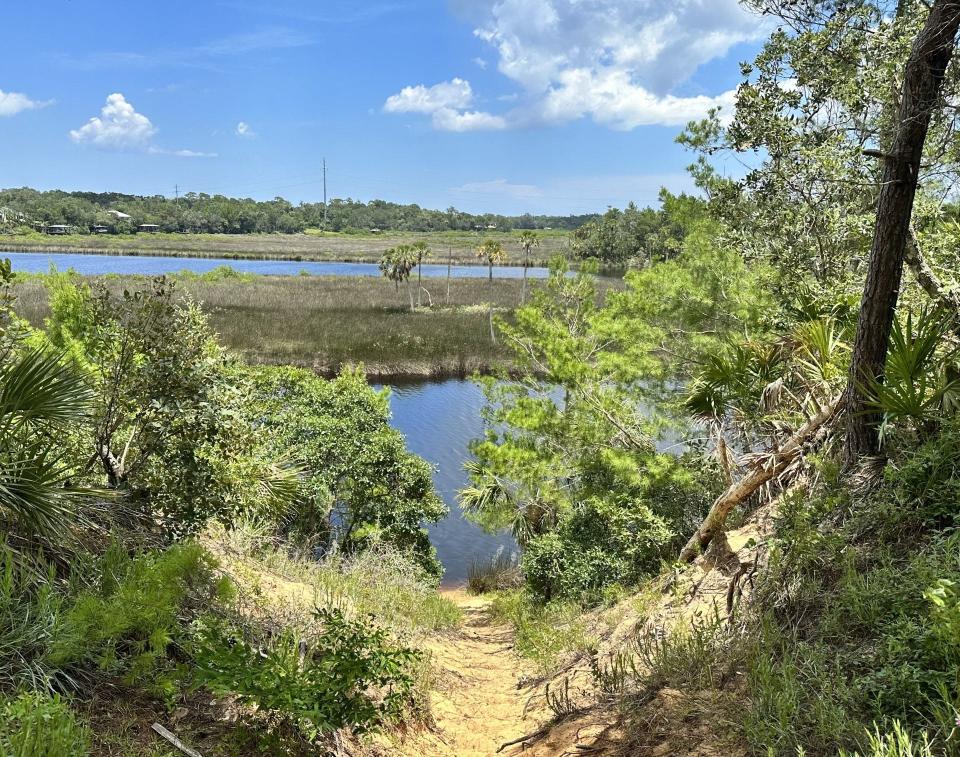 This overlook is visible from one of the trails at the Doris Leeper Spruce Creek Preserve about a mile east of Interstate 95.