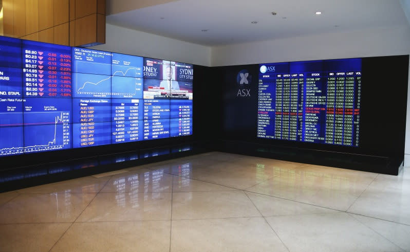 A general view of a currency board on at the Australia Stock Exchange in Sydney. Picture: Getty Images.