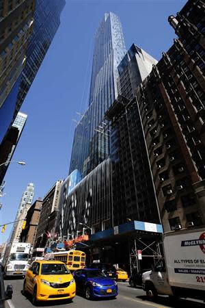 One57, a new luxury skyscraper apartment building designed by French architect Christian de Portzamparc which is under construction on New York City's West 57th street, is pictured April 24, 2014. REUTERS/Mike Segar