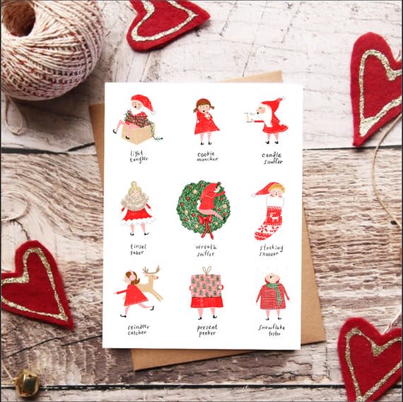 <p><a href="https://go.redirectingat.com?id=74968X1596630&url=https%3A%2F%2Fwww.etsy.com%2Flisting%2F739342432%2Fchristmas-elves-cute-greeting-card-merry&sref=https%3A%2F%2Fwww.thepioneerwoman.com%2Fholidays-celebrations%2Fg38114326%2Ffunny-christmas-card-ideas%2F" rel="nofollow noopener" target="_blank" data-ylk="slk:Shop Now;elm:context_link;itc:0;sec:content-canvas" class="link ">Shop Now</a></p><p>Cute Christmas Card With Elves</p><p>etsy.com</p><p>$5.49</p><span class="copyright">Etsy</span>