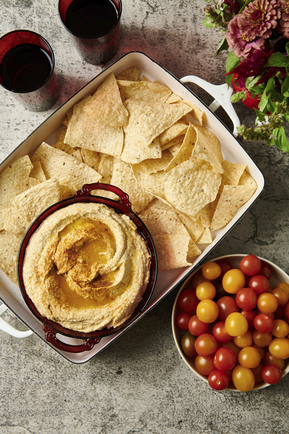 This August. 2021 photo shows a recipe for hummus. (Cheyenne M. Cohen via AP)