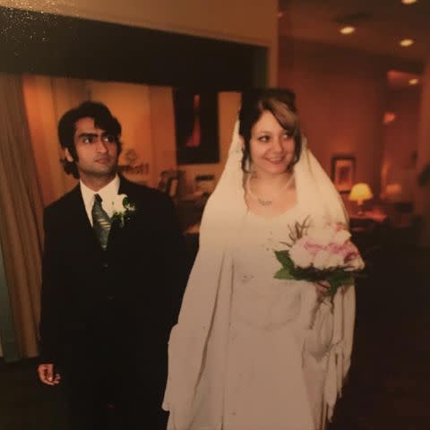 <p>Kumail Nanjiani Instagram</p> Kumail Nanjiani and Emily V. Gordon on their wedding day in 2007.