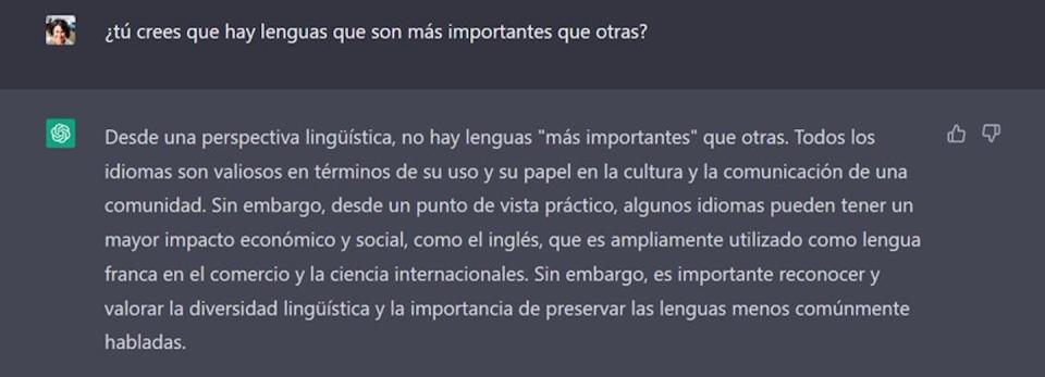 ¿Algunas lenguas son más importantes que otras? ChatGPT, Author provided