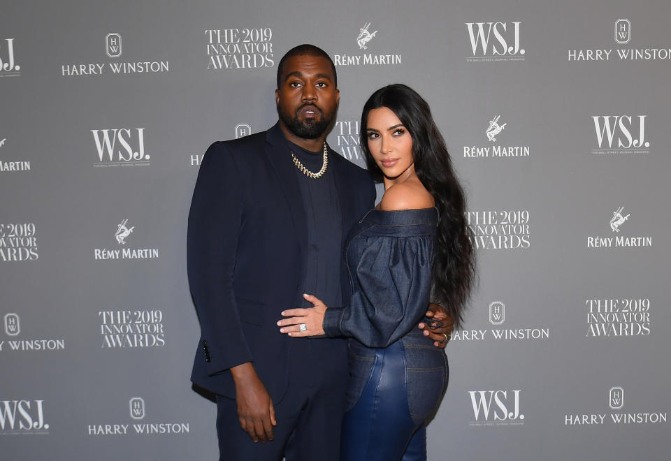 Kim Kardashian West y su esposo Kanye West en Nueva York, el 6 de noviembre de 2019. ANGELA WEISS/AFP via Getty Images