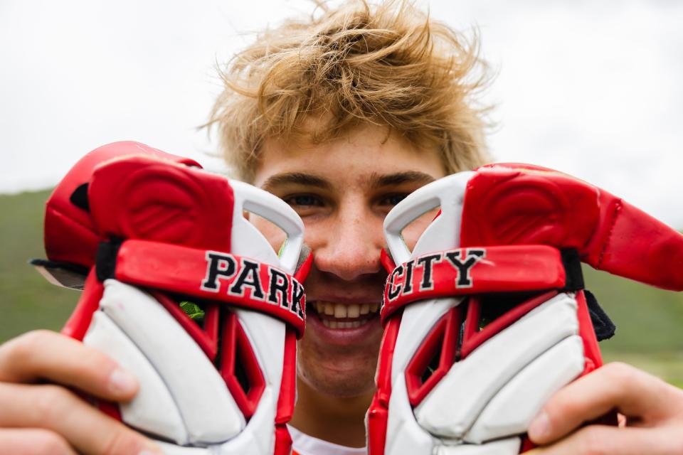 Park City’s Chase Beyer, named the Deseret News’ Mr. Lacrosse for 2023, poses for a portrait at Park City High School in Park City on June 11, 2023. | Ryan Sun, Deseret News