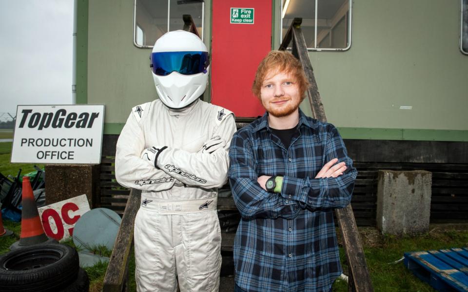 Ed Sheeran Top Gear Stig  - Credit: BBC/PA