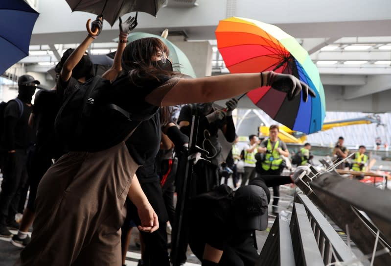 Anti-government demonstrators protest in Hong Kong