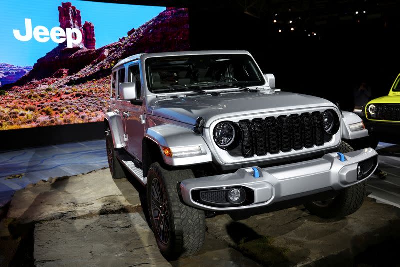 FILE PHOTO: A 2024 Jeep Wrangler High Altitude is displayed at the New York International Auto Show