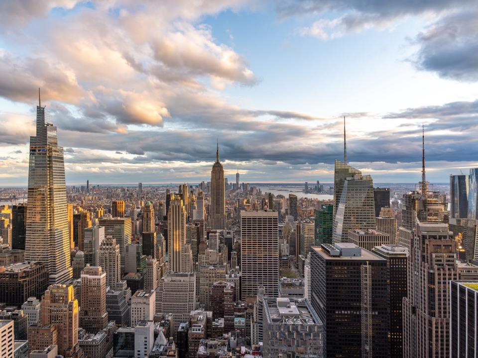 Bird's eye view over Manhattan. New York City
