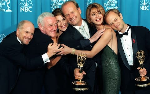 The cast of Frasier at the Primetime Emmy Awards, 1998 - Credit: AP