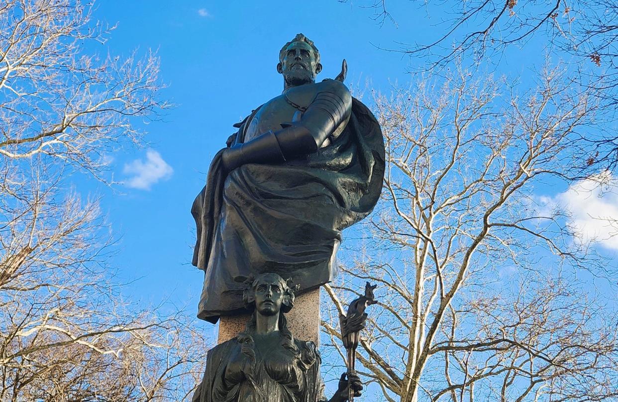 The Statue of Giovanni da Verrazzano in the Battery, New York City.