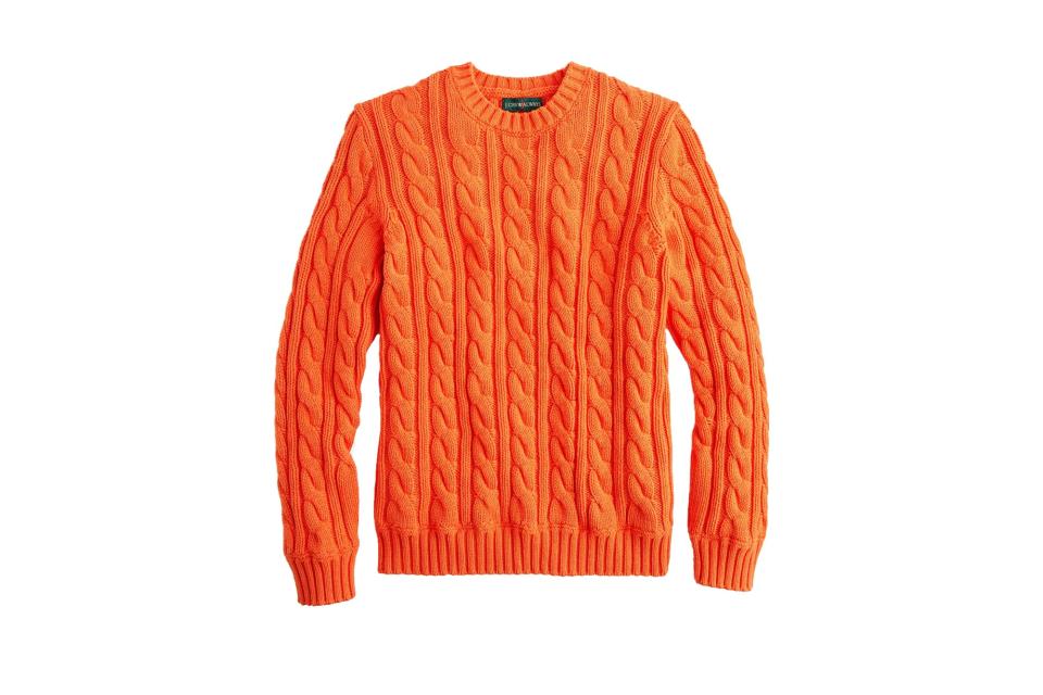 J.Crew Always cotton cable-knit crewneck (was $110, 74% off with code "SHOP40")