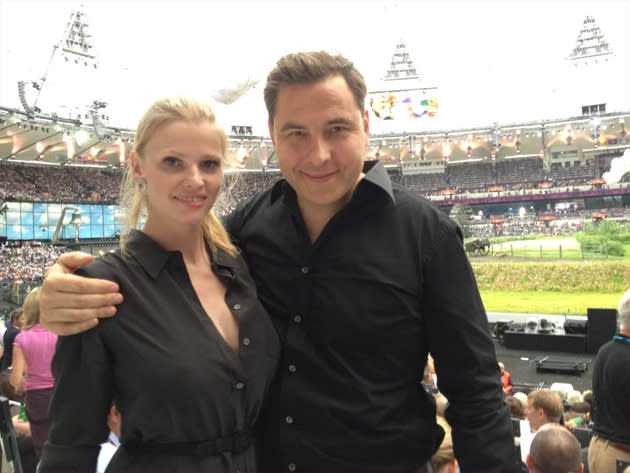 Celebrity photos: Some of the celebs got the chance to attend the Olympics Opening Ceremony. David Walliams tweeted this cute photo of him and his model wife Lara Stone at the event.
