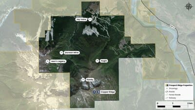 Figure 1: Copper Ridge mineralized zone location in relation to other exploration targets within the Knauss Creek Property. (CNW Group/Prospect Ridge Resources Corp.)