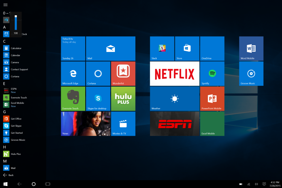 windows 10 tablet mode