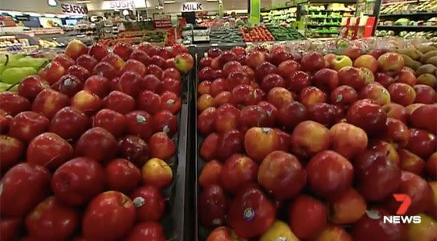 Each Aussie consumers an estimated 8kg of apples each year. Source: 7 News