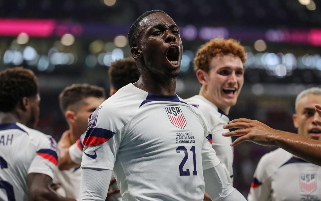 Timothy Weah of USA celebrates after scoring in their opener against Wales/USA World Cup 2022 soccer fixtures: Dates, kick-off times and latest injury news for Qatar - Action Plus Sports Images / Alamy Live News