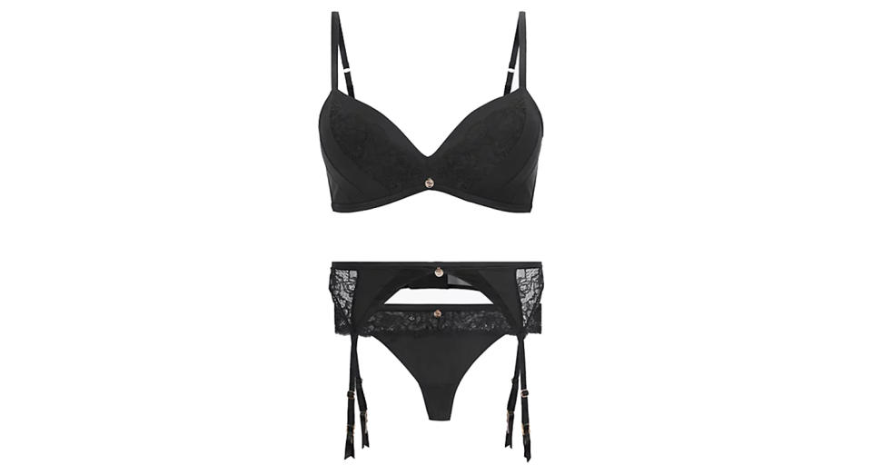 Silk & Lace Push Up Set with Plunge Bra