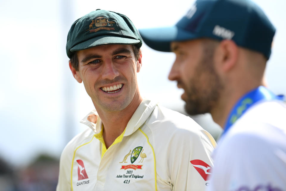 Pat Cummins (pictured left) has come under fire for his captaincy in the final innings. (Photo by Stu Forster/Getty Images)