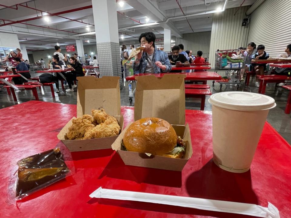 Chicken wings and a sandwich at Costco in Sydney Australia