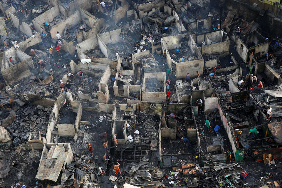 A squatter colony destroyed by fire in Quezon city, Philippines