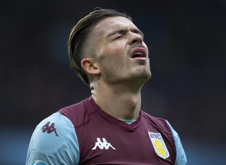 BIRMINGHAM, ENGLAND - FEBRUARY 16: Jack Grealish of Aston Villa during the Premier League match between Aston Villa and Tottenham Hotspur at Villa Park on February 16, 2020 in Birmingham, United Kingdom. (Photo by Visionhaus)