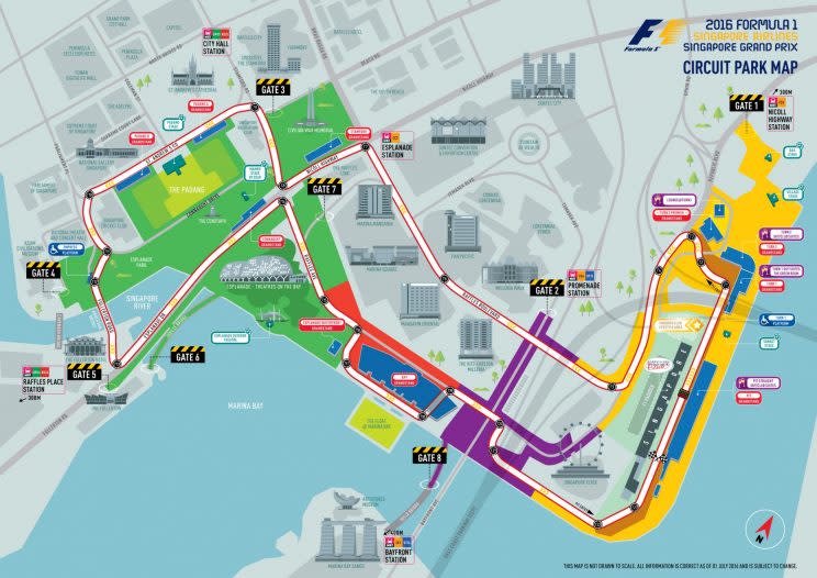 Marina Bay Street Circuit Map from Singapore GP 2016. (Photo: Singapore GP)