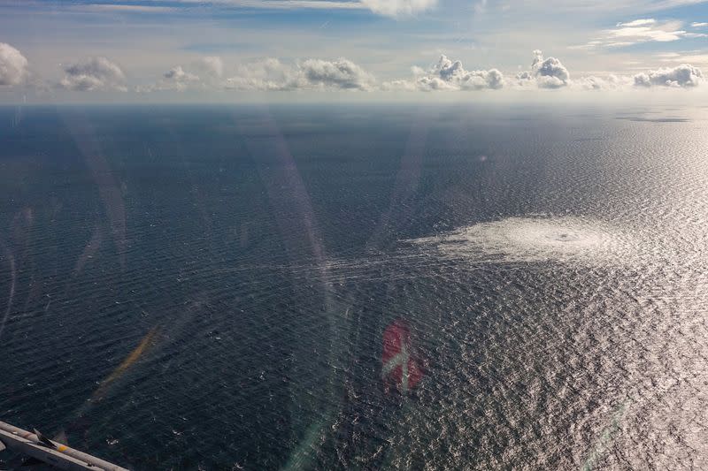 Gas leak at Nord Stream 2 as seen from the Danish F-16 interceptor on Bornholm