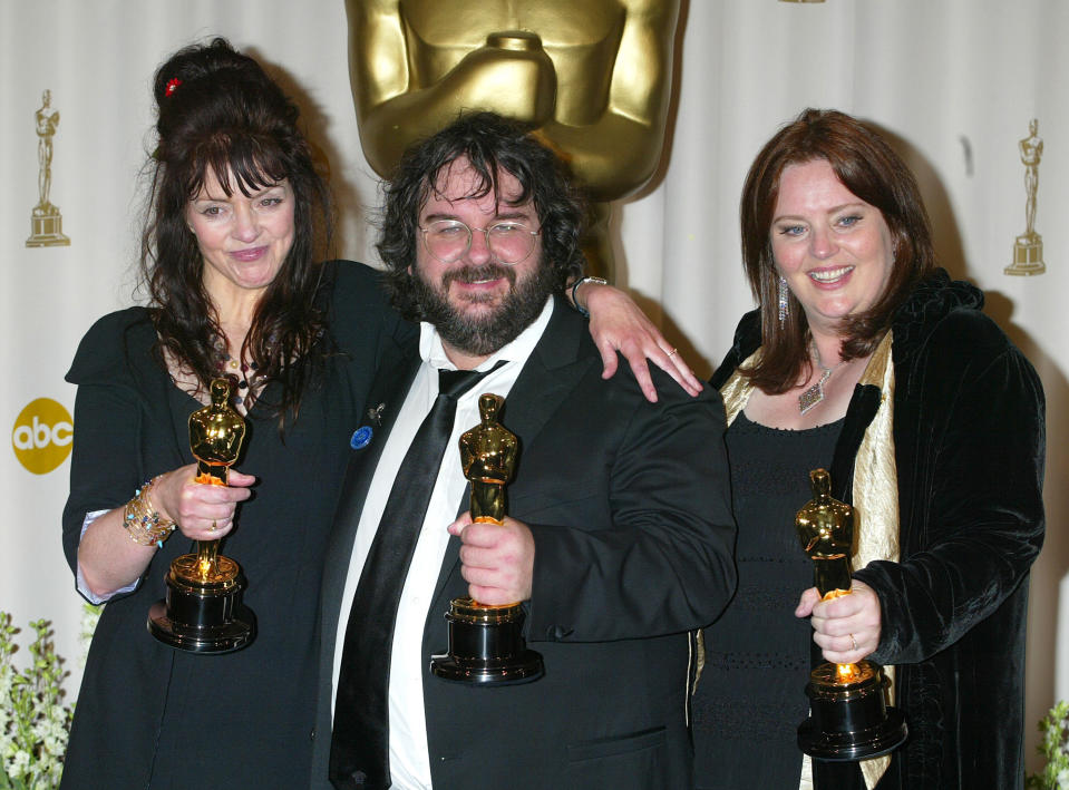 Fran Walsh, Peter Jackson and Philippa Boyens, winners of Best Adapted Screenplay for 