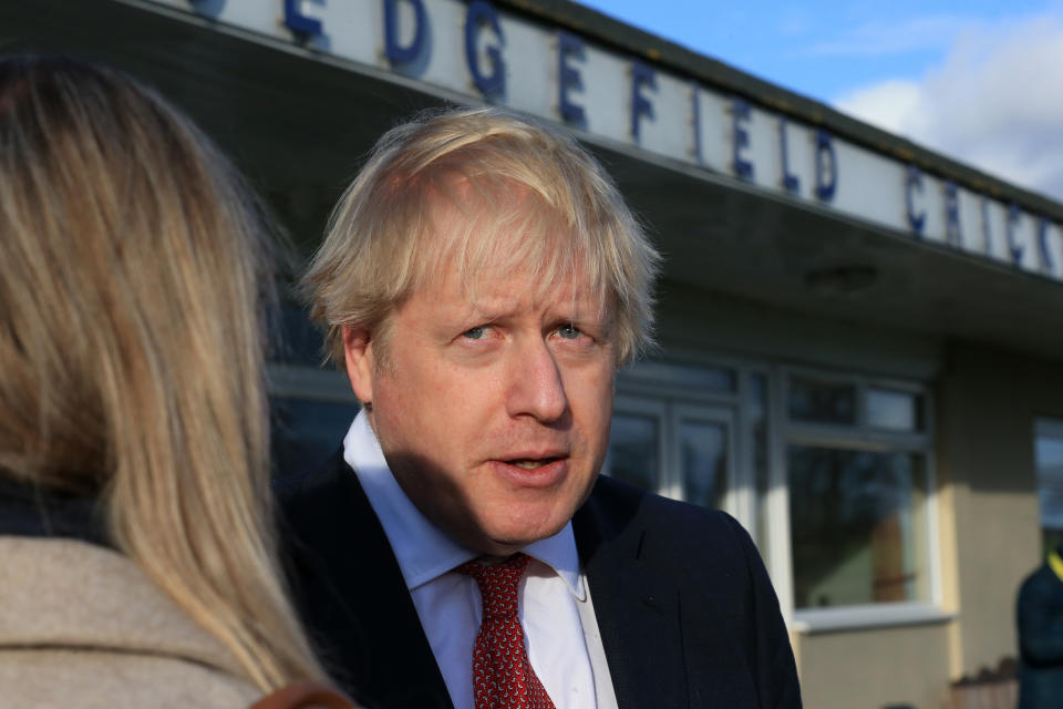 Prime Minister Boris Johnson during a visit to see newly elected Conservative party MP for Sedgefield, Paul Howell during a visit to Sedgefield Cricket Club in County Durham.