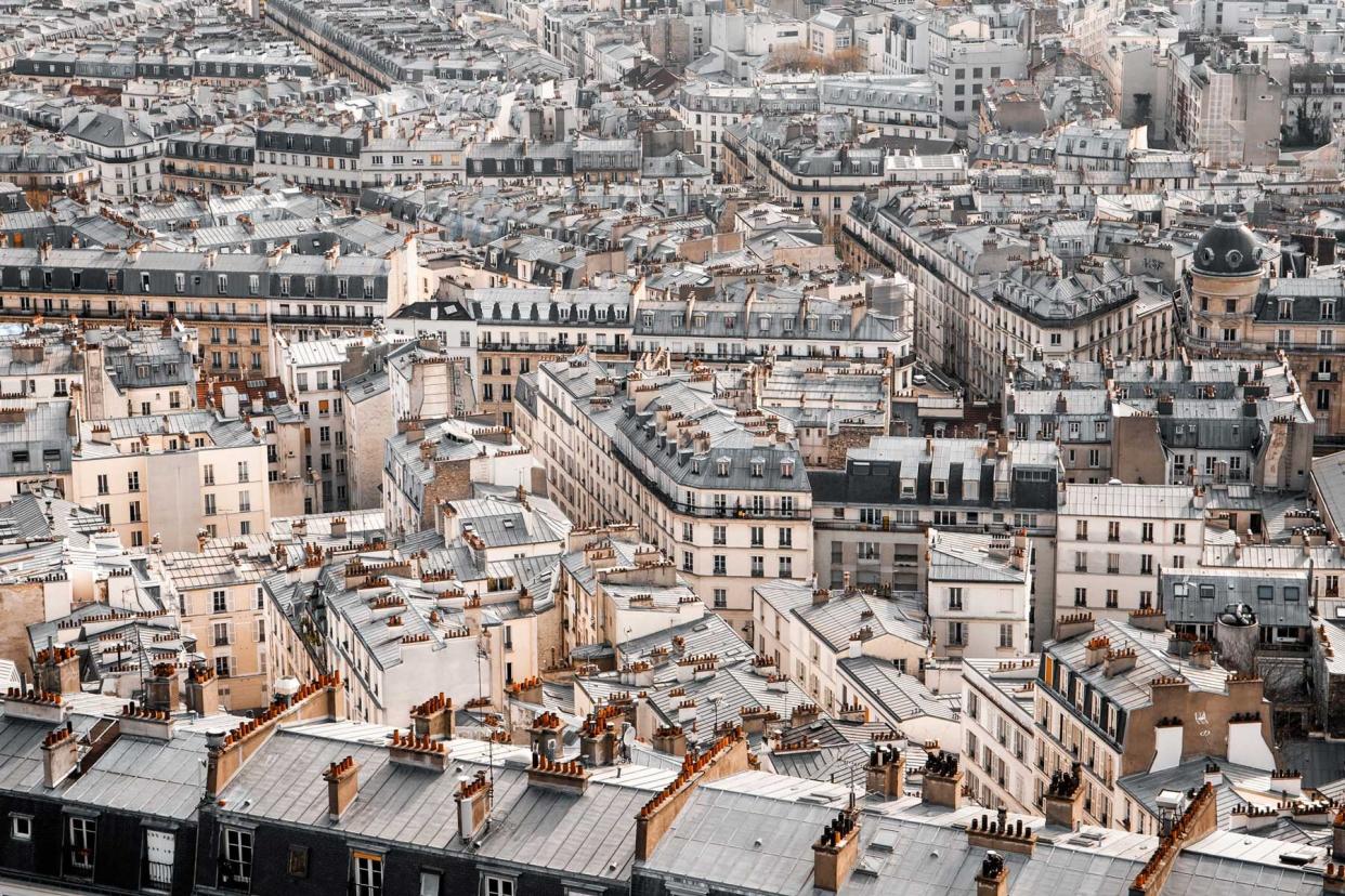 Gray roofs of Paris from Montmartre, France